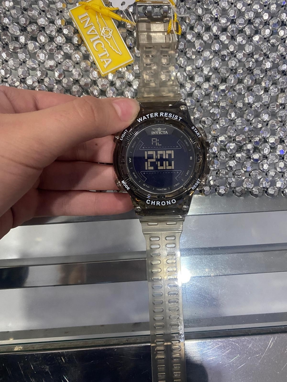 Invicta Clear Smoke Digital Chrono Watch - Gray